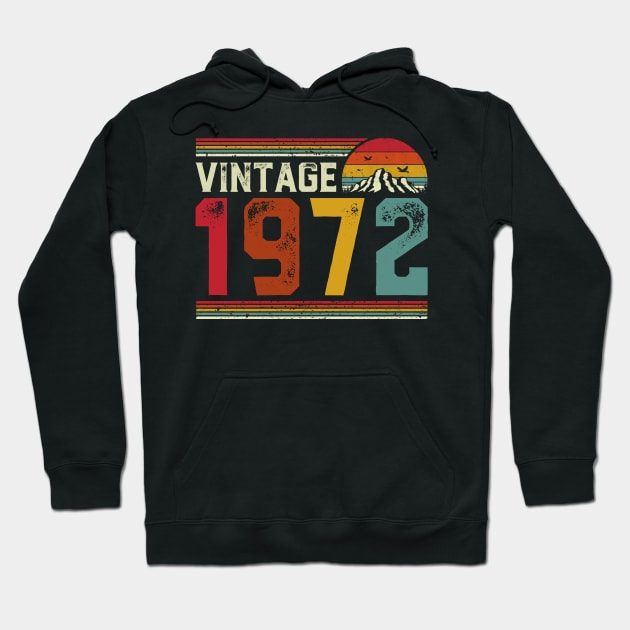 Vintage 1972 Birthday Gift Retro Style Hoodie by Foatui